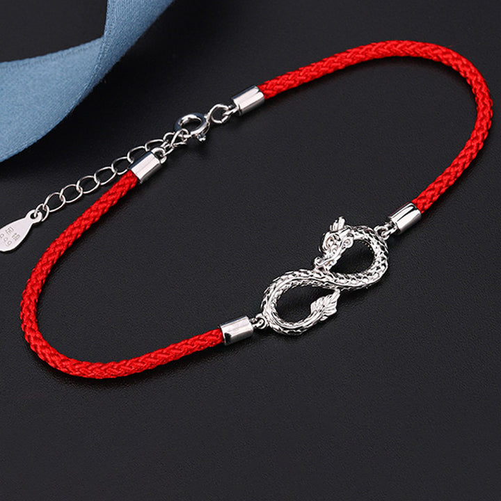 Buddha Stones Jahr des Drachen 999 Sterling Silber Endless Knot Glücksschutzarmband - image 4