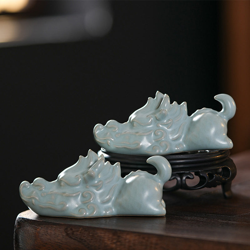 Buddha Stones Jahr des Drachen Glück Keramik Tee Haustier Home Figur Dekoration - Ein Paar Drachen-Teehaustiere - image 0