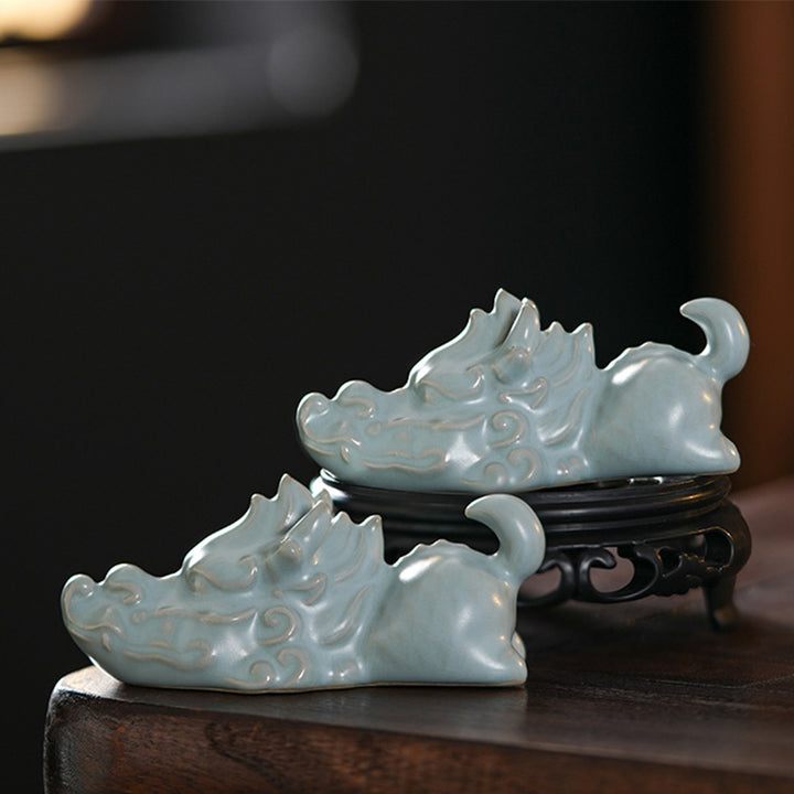 Buddha Stones Jahr des Drachen Glück Keramik Tee Haustier Home Figur Dekoration - Ein Paar Drachen-Teehaustiere - image 0