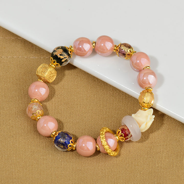 Buddha Stones, tibetische Räucherasche, Liuli-Glasperlen, Glücksschutz, neunschwänziges Fuchs-Armband