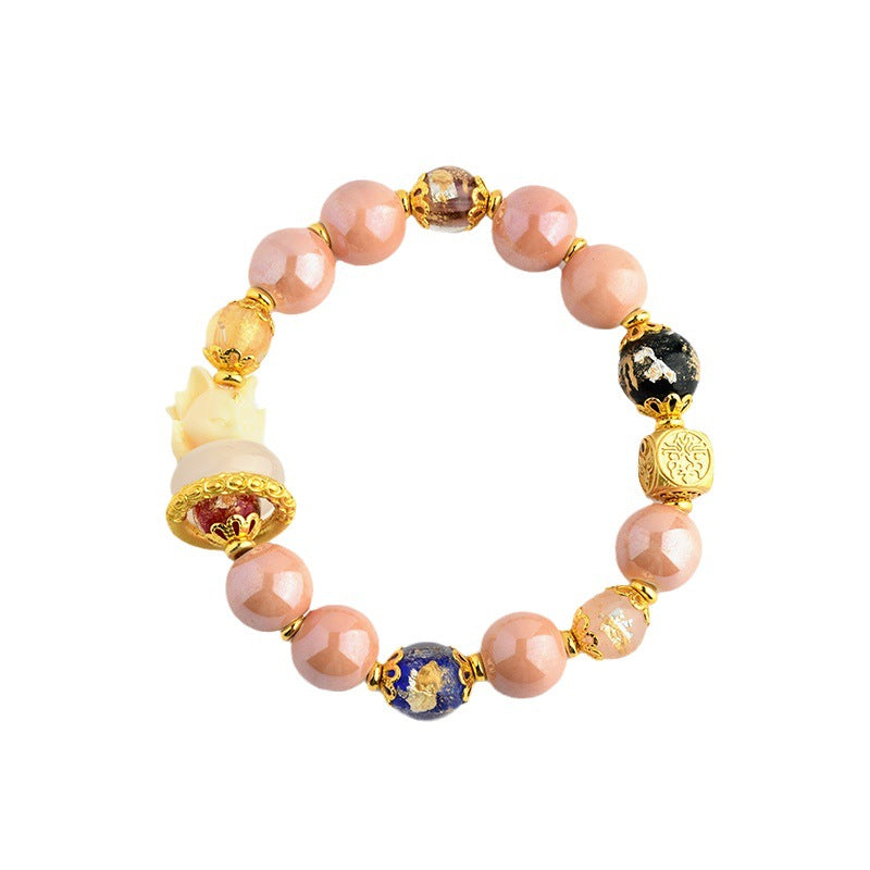 Buddha Stones, tibetische Räucherasche, Liuli-Glasperlen, Glücksschutz, neunschwänziges Fuchs-Armband