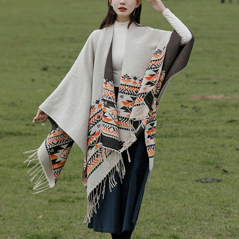 Tibetischer Schal mit Buddha Stonesn, bunte Geometrie, gemütlicher Winter-Reiseschal - image 3