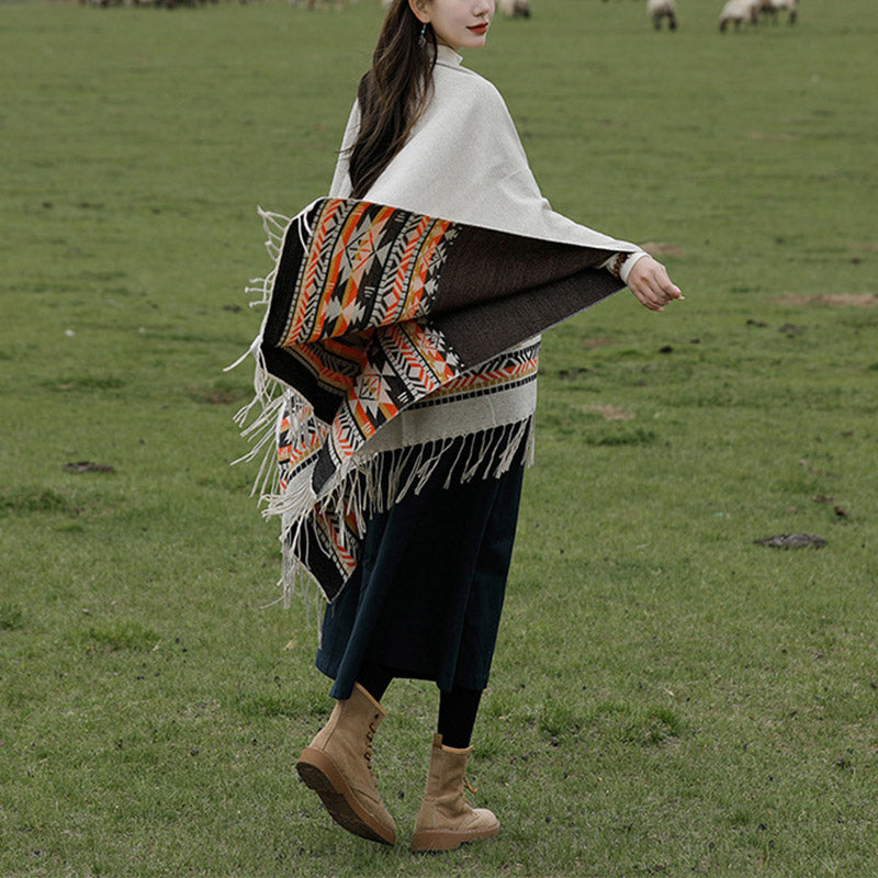 Tibetischer Schal mit Buddha Stonesn, bunte Geometrie, gemütlicher Winter-Reiseschal - image 10