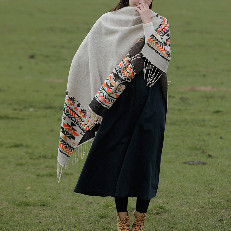 Tibetischer Schal mit Buddha Stonesn, bunte Geometrie, gemütlicher Winter-Reiseschal - image 8