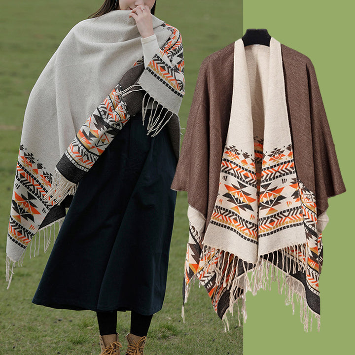 Tibetischer Schal mit Buddha Stonesn, bunte Geometrie, gemütlicher Winter-Reiseschal - image 11