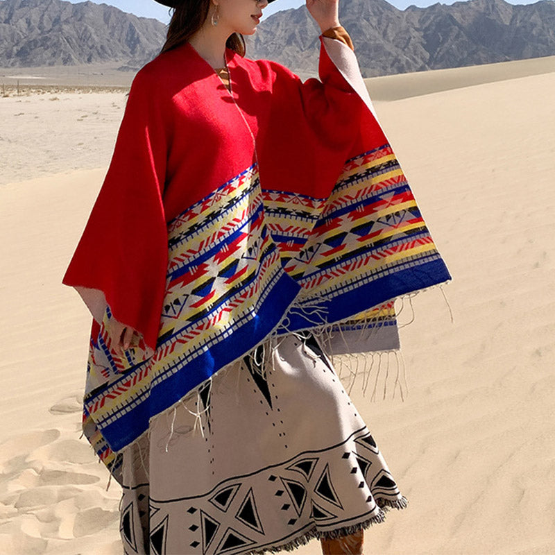 Tibetischer Schal mit Buddha Stonesn, bunte Geometrie, gemütlicher Winter-Reiseschal - image 21