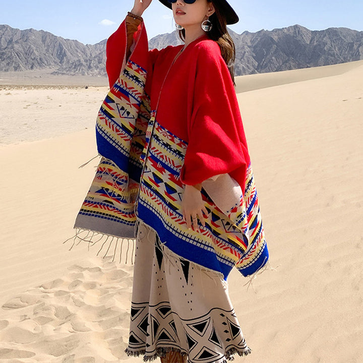 Tibetischer Schal mit Buddha Stonesn, bunte Geometrie, gemütlicher Winter-Reiseschal - image 18