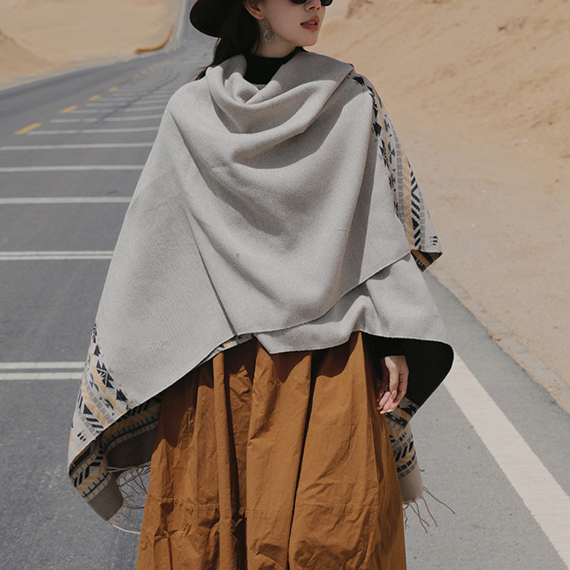 Tibetischer Schal mit Buddha Stonesn, bunte Geometrie, gemütlicher Winter-Reiseschal - image 26