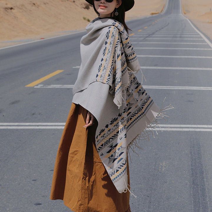 Tibetischer Schal mit Buddha Stonesn, bunte Geometrie, gemütlicher Winter-Reiseschal - image 27