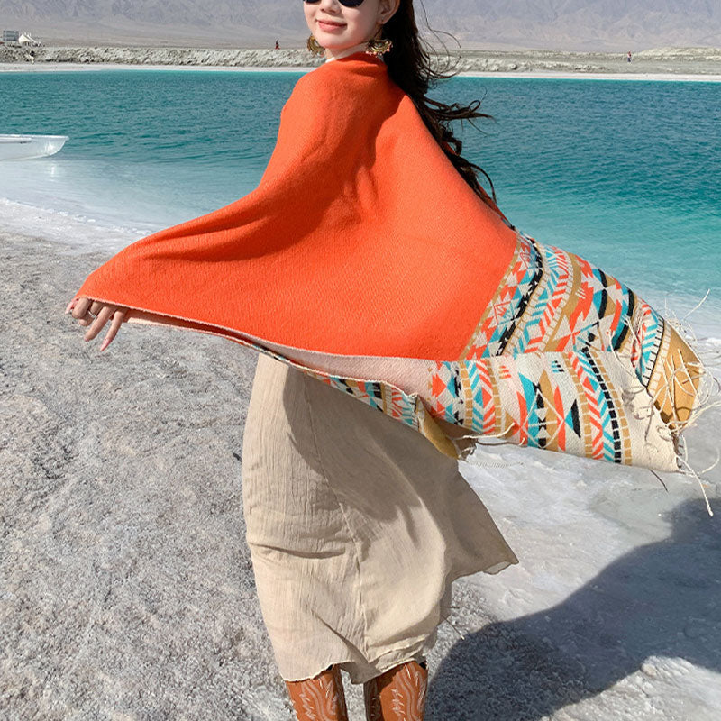 Tibetischer Schal mit Buddha Stonesn, bunte Geometrie, gemütlicher Winter-Reiseschal - image 39