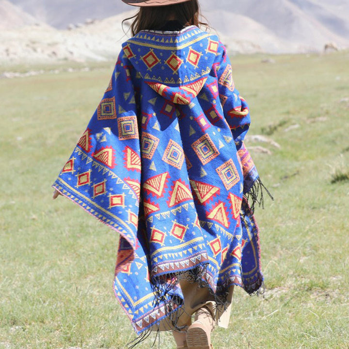 Tibetischer Schal mit Buddha Stonesn, Dreiecksmuster, Kapuzenumhang, gemütlicher Winter-Reiseschal - image 2