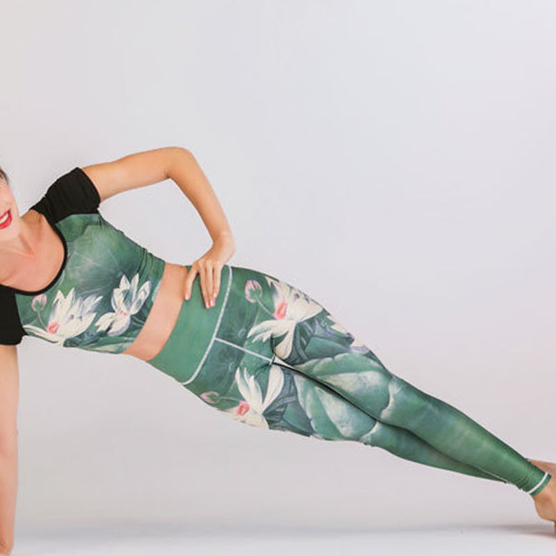 Buddha Stones 2 Stück Lotus Phoenix Frühlingsblumen Pfau Top Hosen Sport Fitness Yoga Damen Yoga Sets - image 3