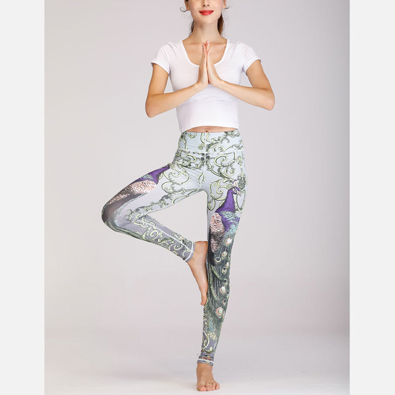 Buddha Stones 2 Stück Lotus Phoenix Frühlingsblumen Pfau Top Hosen Sport Fitness Yoga Damen Yoga Sets - image 19