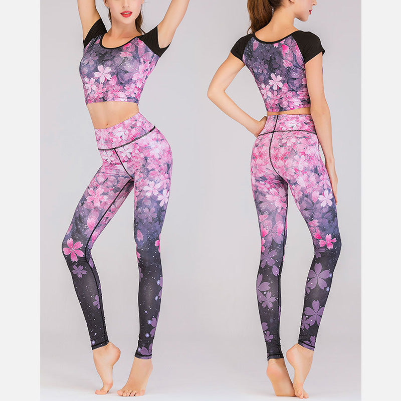 Buddha Stones 2 Stück Lotus Phoenix Frühlingsblumen Pfau Top Hosen Sport Fitness Yoga Damen Yoga Sets