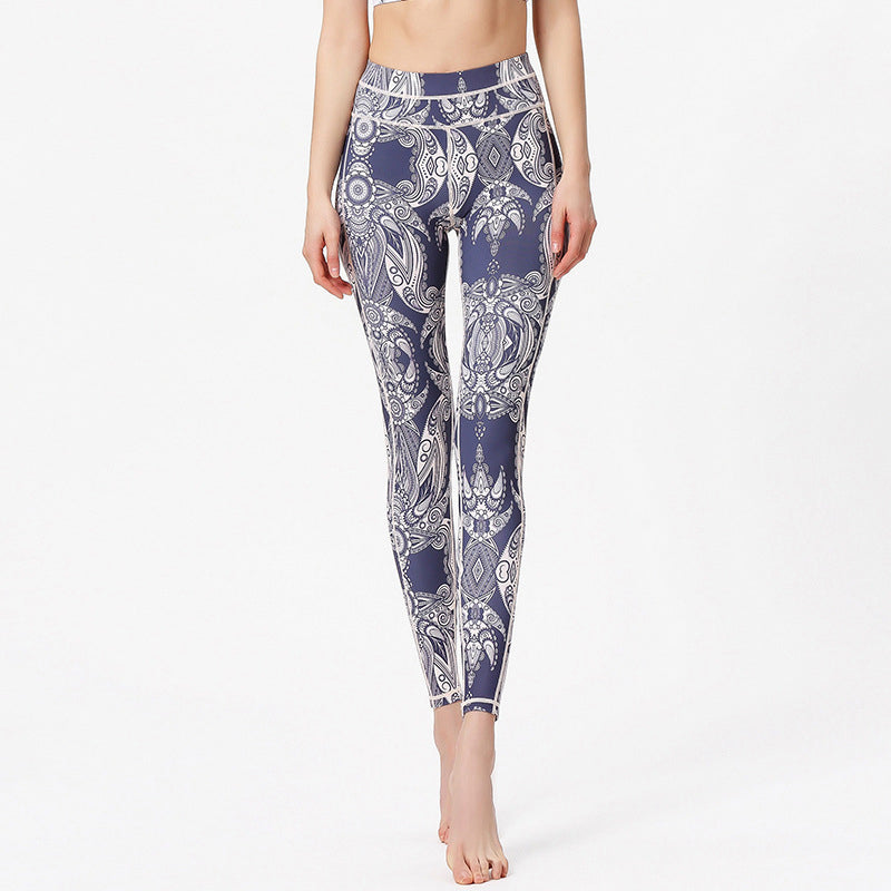 Buddha Stones Blumen Blätter Hose Sport Fitness Yoga Leggings Damen Yogahose - Lavendelweiß - US8-10， UK/AU12-14，EU40-42 (XL) - image 0