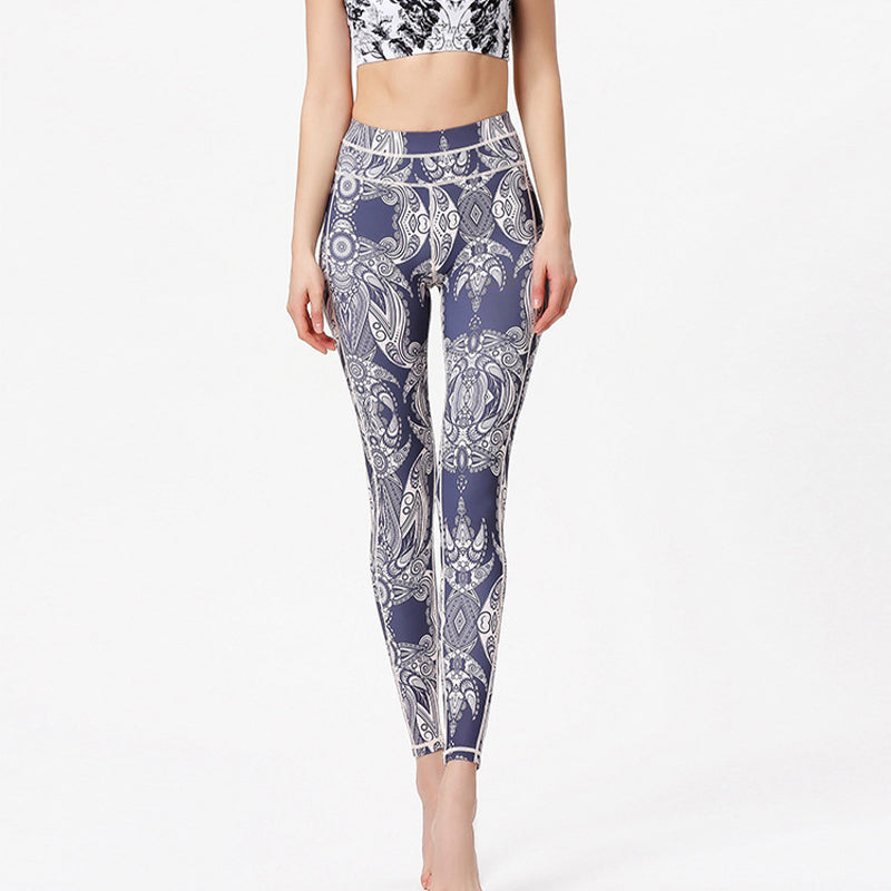 Buddha Stones Blumen Blätter Hose Sport Fitness Yoga Leggings Damen Yogahose - image 3