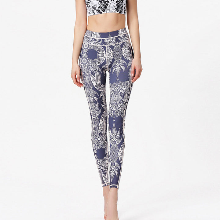 Buddha Stones Blumen Blätter Hose Sport Fitness Yoga Leggings Damen Yogahose - image 3