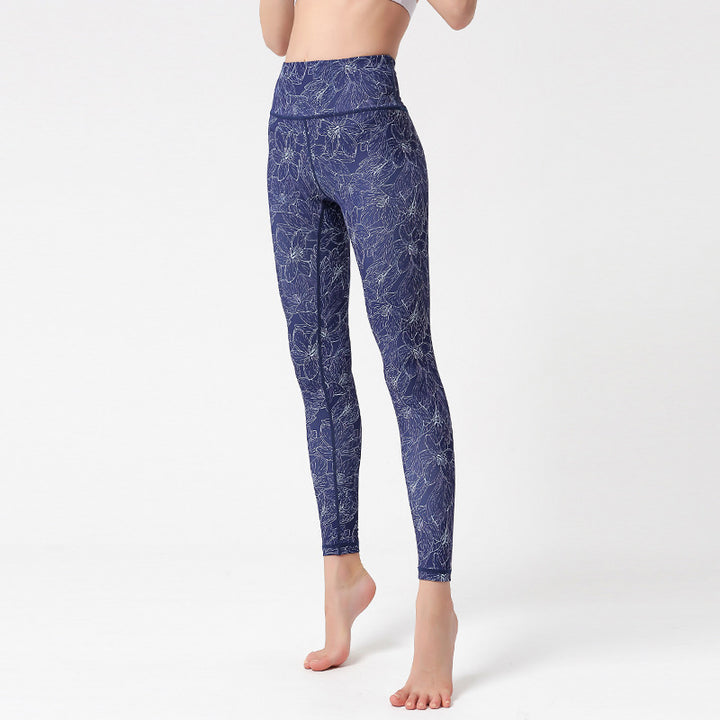 Buddha Stones ​​Blumen Blätter Vögel Hose Sport Fitness Yoga Leggings Damen Yogahose - Blaue Blumen - US 8-10, UK/AU 12-14, EU 40-42 (XL) - image 15