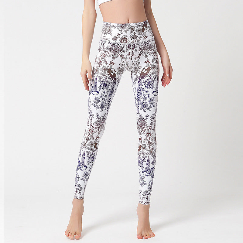 Buddha Stones ​​Blumen Blätter Vögel Hose Sport Fitness Yoga Leggings Damen Yogahose - Weiße Blumen Vögel - US 8-10, UK/AU 12-14, EU 40-42 (XL) - image 19