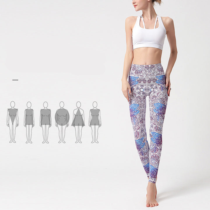 Buddha Stones ​​Blumen Blätter Vögel Hose Sport Fitness Yoga Leggings Damen Yogahose - image 4
