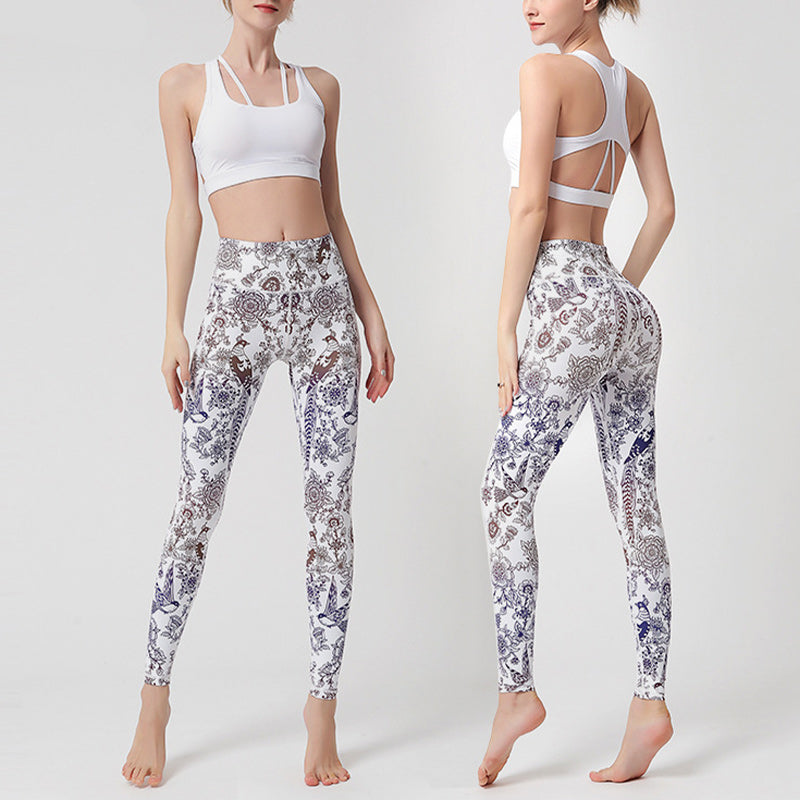 Buddha Stones Blumen Blätter Vögel Hose Sport Fitness Yoga Leggings Damen Yogahose