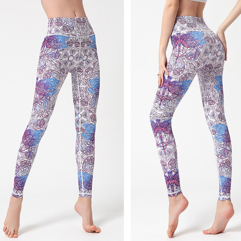 Buddha Stones Blumen Blätter Vögel Hose Sport Fitness Yoga Leggings Damen Yogahose