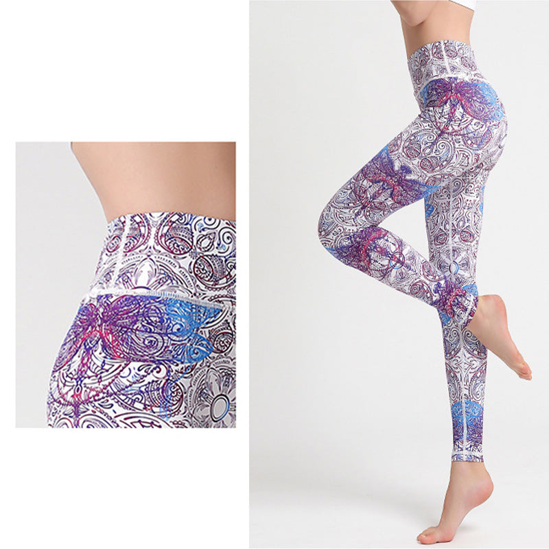 Buddha Stones ​​Blumen Blätter Vögel Hose Sport Fitness Yoga Leggings Damen Yogahose - image 5