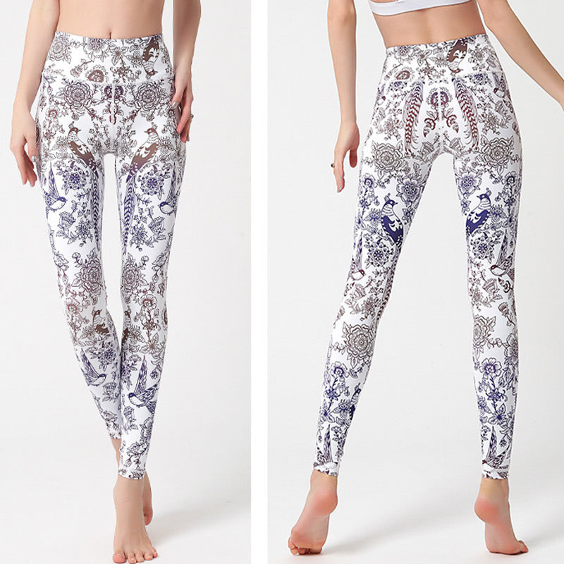Buddha Stones ​​Blumen Blätter Vögel Hose Sport Fitness Yoga Leggings Damen Yogahose - image 21