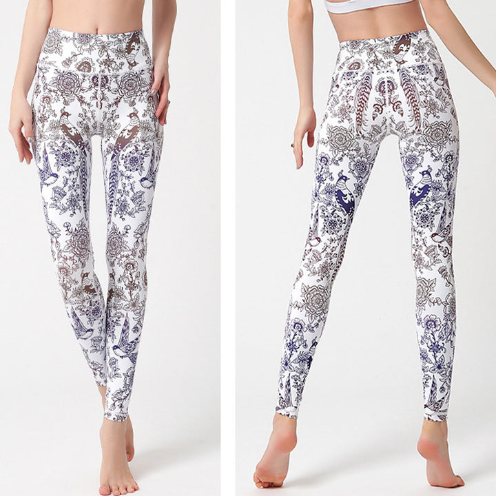 Buddha Stones ​​Blumen Blätter Vögel Hose Sport Fitness Yoga Leggings Damen Yogahose - image 21