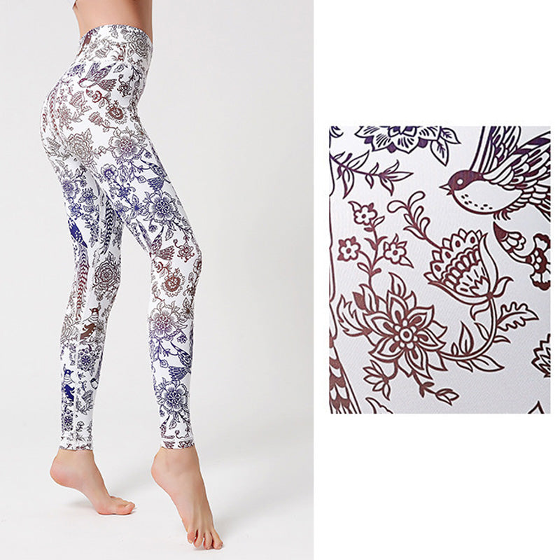 Buddha Stones Blumen Blätter Vögel Hose Sport Fitness Yoga Leggings Damen Yogahose