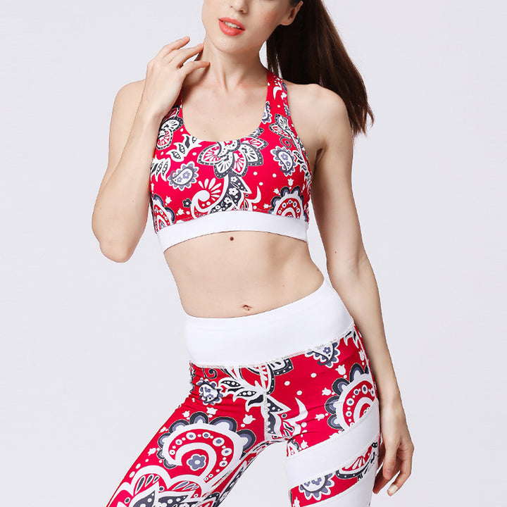 Buddha Stones 2-teiliges Sonnenblumen-Blumen-Blätter-Oberteil, Hose, Sport, Fitness, Yoga, Damen-Yoga-Sets - Rote Sonnenblume - US8-10， UK/AU12-14，EU40-42 (XL)  - image 0