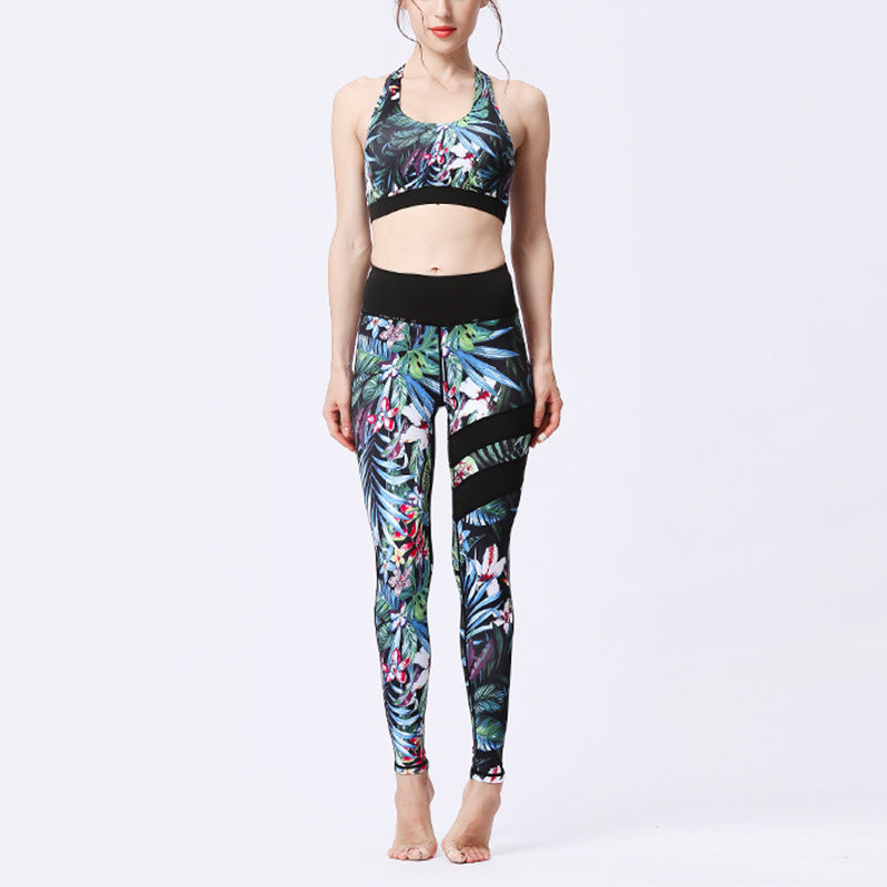 Buddha Stones 2-teiliges Sonnenblumen-Blumen-Blätter-Oberteil, Hose, Sport, Fitness, Yoga, Damen-Yoga-Sets - Geheimer Wald - US8-10， UK/AU12-14，EU40-42 (XL)  - image 26