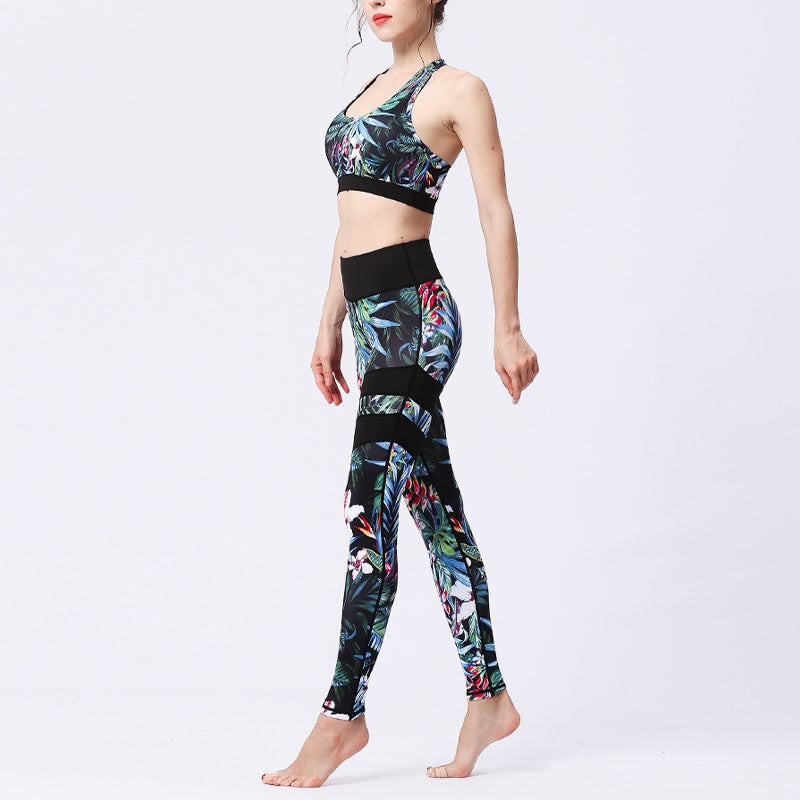 Buddha Stones 2-teiliges Sonnenblumen-Blumen-Blätter-Oberteil, Hose, Sport, Fitness, Yoga, Damen-Yoga-Sets - image 28