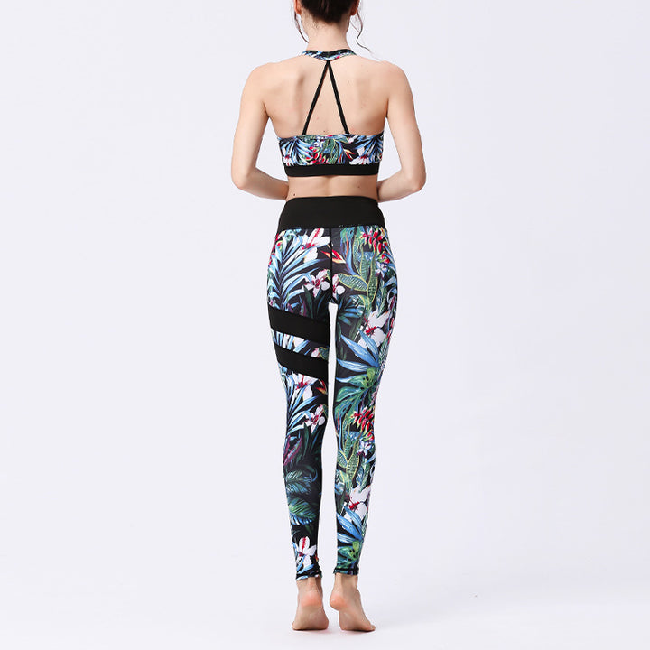 Buddha Stones 2-teiliges Sonnenblumen-Blumen-Blätter-Oberteil, Hose, Sport, Fitness, Yoga, Damen-Yoga-Sets - image 29