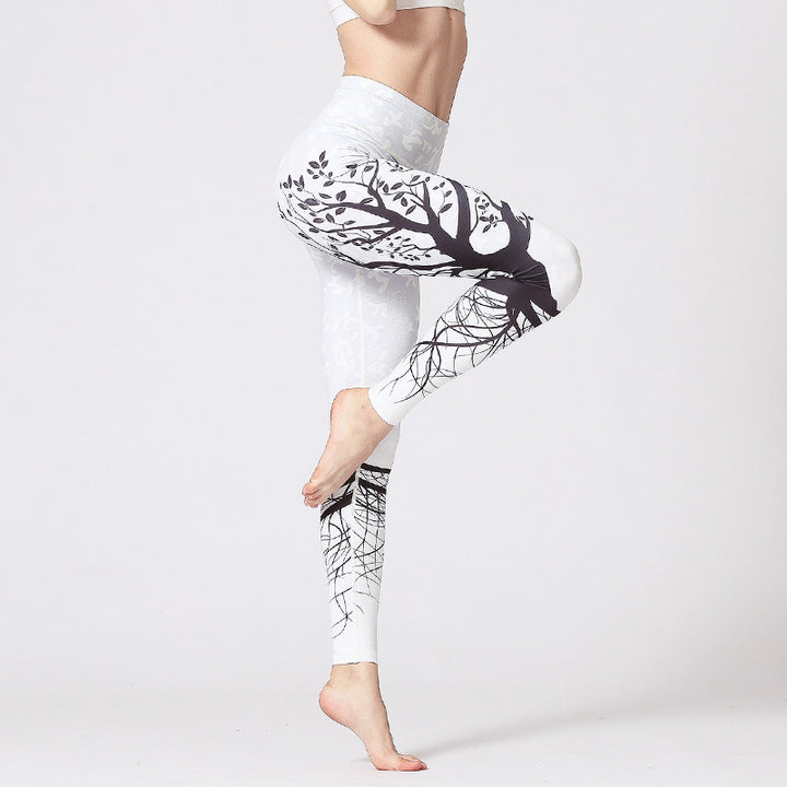 Buddha Stones ​​Linien Unkraut Sakura Blumen Schwarz Baum Hose Sport Fitness Yoga Leggings Damen Yoga Hose - Schwarzer Baum Weiß - US8-10， UK/AU12-14，EU40-42 (XL) - image 30