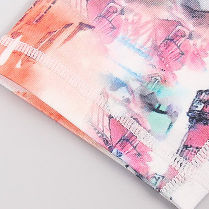 Buddha Stones, rosa Blume , Weiß , bunte Tinte, Weiß Leggings, Sport, Fitness, Yoga, Damenhose - image 12