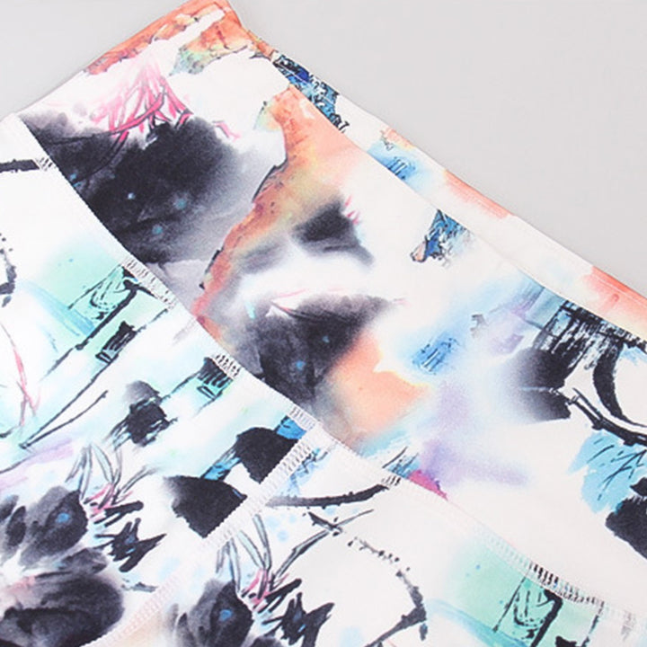 Buddha Stones, rosa Blume , Weiß , bunte Tinte, Weiß Leggings, Sport, Fitness, Yoga, Damenhose - image 11