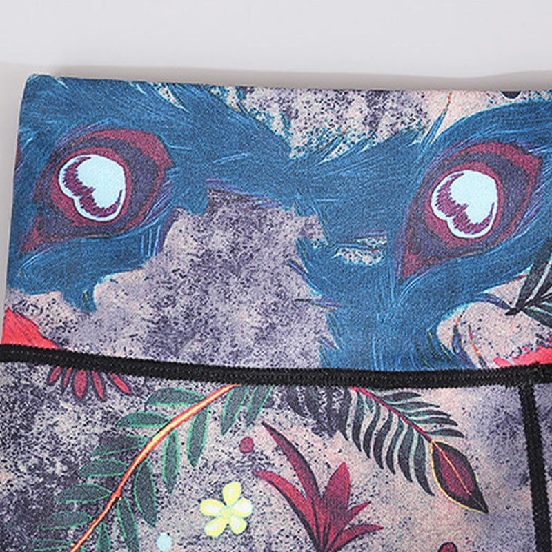 Buddha Stones Rot Blau Pfauenfeder Hose Sport Fitness Yoga Leggings Damen Yogahose - image 7