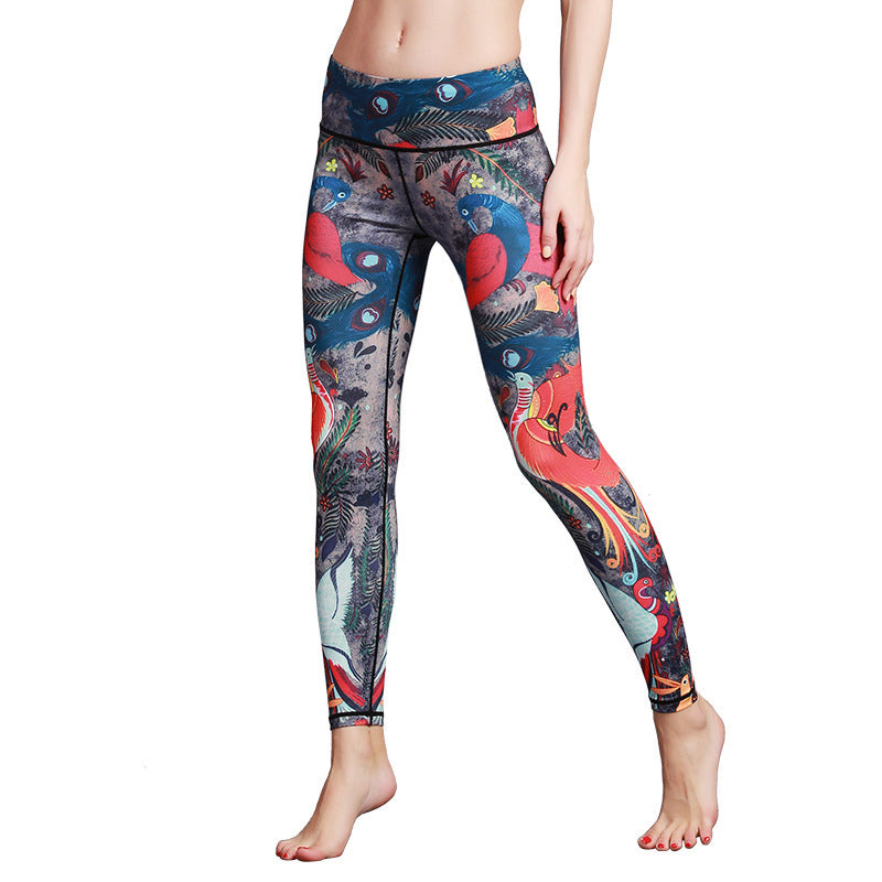 Buddha Stones Rot Blau Pfauenfeder Hose Sport Fitness Yoga Leggings Damen Yogahose - image 13