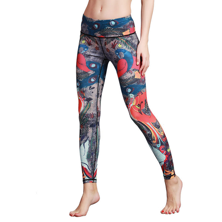 Buddha Stones Rot Blau Pfauenfeder Hose Sport Fitness Yoga Leggings Damen Yogahose - image 13