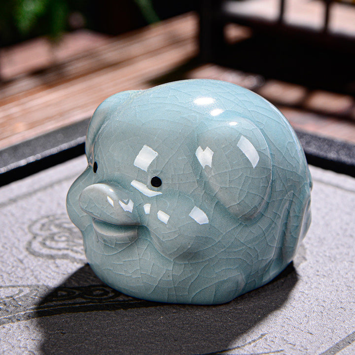 Buddha Stones, chinesisches Sternzeichen, Reichtum, Keramik, Teehaustier, Heimfigur, Dekoration - Schwein 7 cm × 5 cm × 4,5 cm - image 26