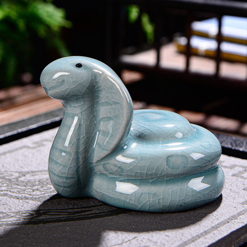Buddha Stones, chinesisches Sternzeichen, Reichtum, Keramik, Teehaustier, Heimfigur, Dekoration - Schlange 8 cm × 5 cm × 5,5 cm - image 12