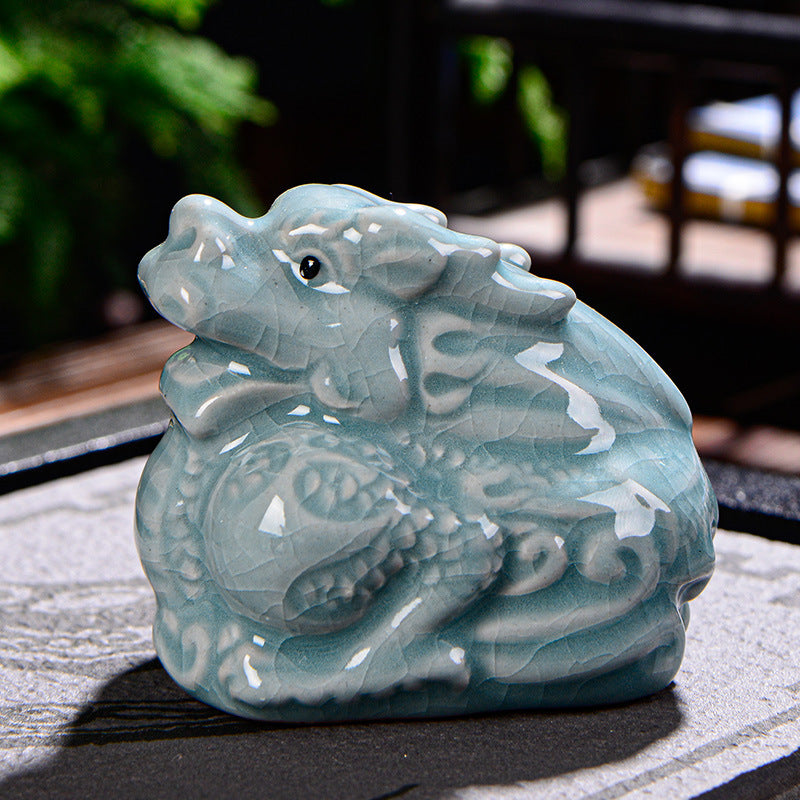 Buddha Stones, chinesisches Sternzeichen, Reichtum, Keramik, Teehaustier, Heimfigur, Dekoration - Drache 7 cm x 5 cm x 6 cm - image 2