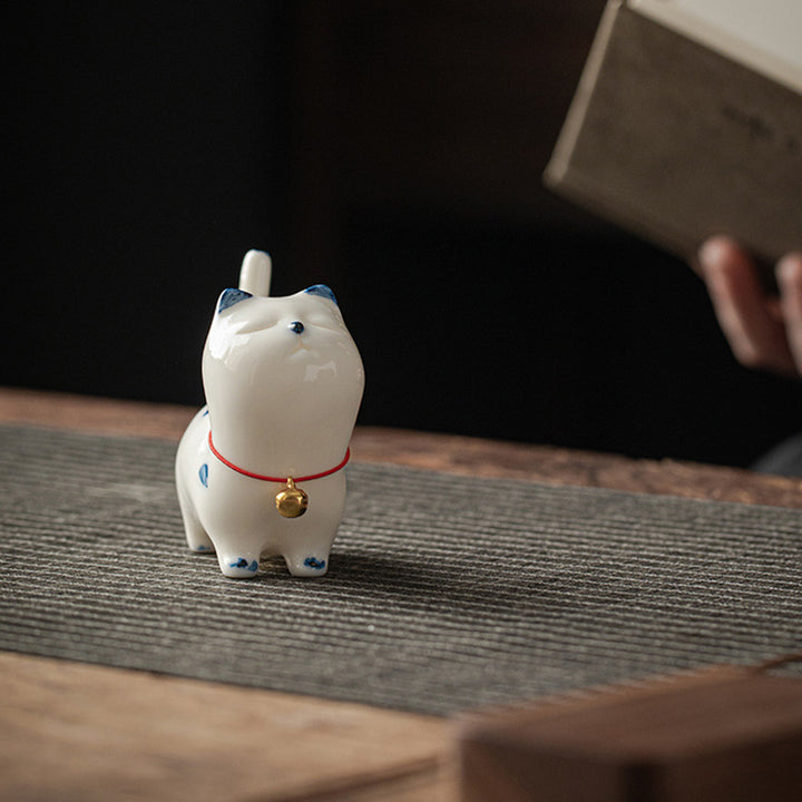 Buddha Stones Mini- Weiß , Kätzchen, Teehaustier, Keramik, für Zuhause, Schreibtisch, Dekoration - image 5