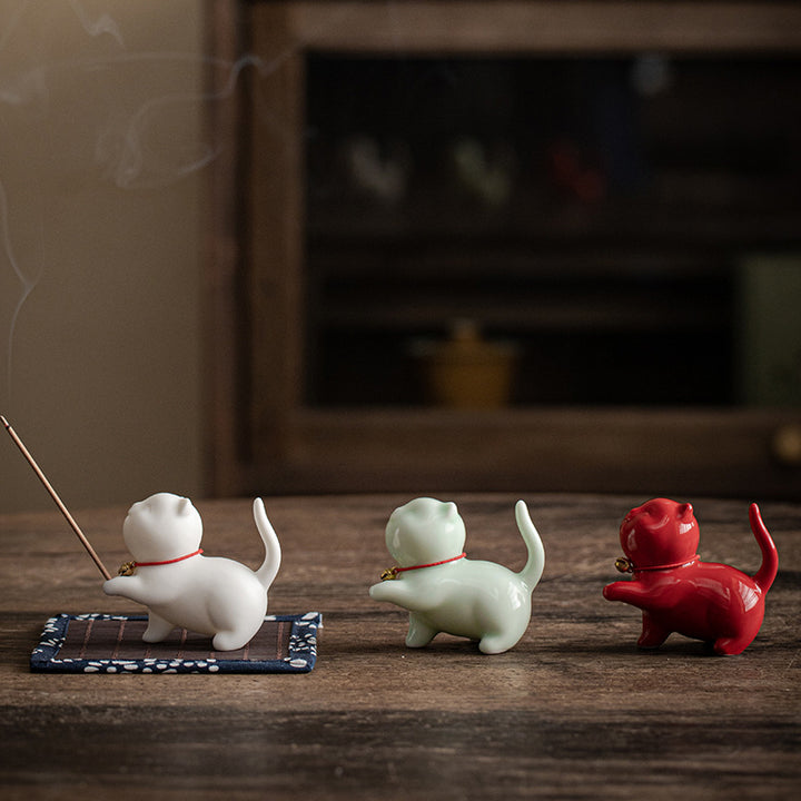 Buddha Stones, Mini-Glückskatze, Kätzchen, Teehaustier, Keramik, Schreibtisch-Figur, Dekoration mit Bambusmatte - image 18