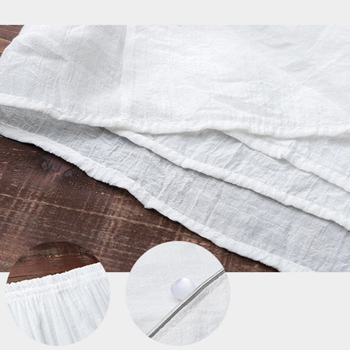 Buddha Stones ​​2-teiliges Set: Schlichtes Design, weißes Oberteil und Hose für Meditation, Yoga, Zen und Tai Chi – Damen - image 6