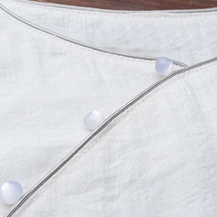 Buddha Stones ​​2-teiliges Set: Schlichtes Design, weißes Oberteil und Hose für Meditation, Yoga, Zen und Tai Chi – Damen - image 10