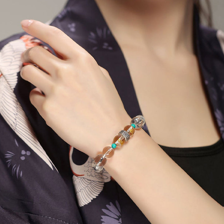 Buddha Stones 925 Sterling Silber Chinesisches Sternzeichen Natal Buddha Glücksverheißende Gruppen Weiß Kristall Hetian Jade Heilarmband - image 9