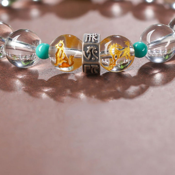 Buddha Stones 925 Sterling Silber Chinesisches Sternzeichen Natal Buddha Glücksverheißende Gruppen Weiß Kristall Hetian Jade Heilarmband - image 6