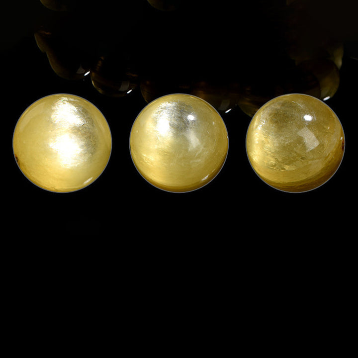 Buddha Stones Natürliches goldenes Lepidolith-Schutzarmband für Wohlstand